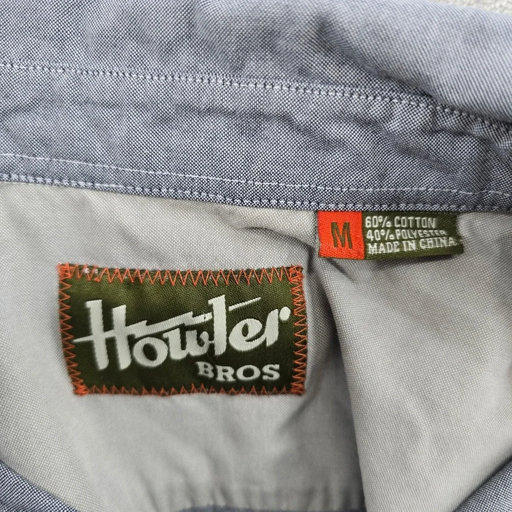 Howler Bros Button Up Shirt Mens Medium Blue Short Sleeve Pocket‎